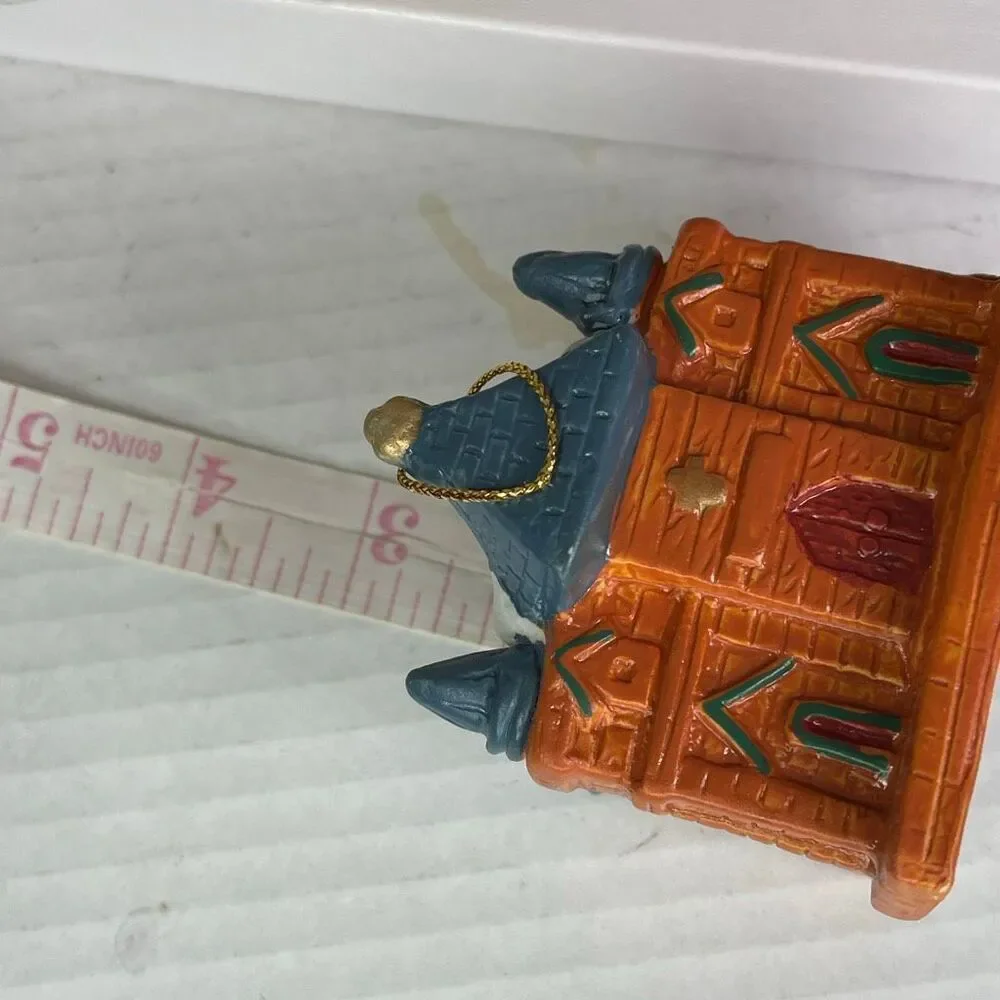 Vintage Set of 3 ceramic hanging bell buildings ornaments